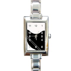 White And Black Abstraction Rectangle Italian Charm Watch by Valentinaart