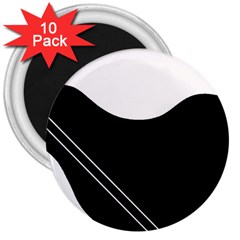 White And Black Abstraction 3  Magnets (10 Pack)  by Valentinaart