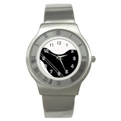 White And Black Abstraction Stainless Steel Watch by Valentinaart