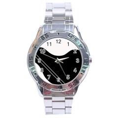 White And Black Abstraction Stainless Steel Analogue Watch by Valentinaart