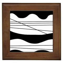 White and black waves Framed Tiles