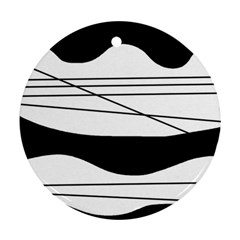 White and black waves Ornament (Round) 