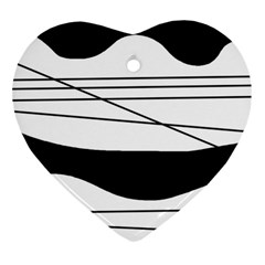 White and black waves Ornament (Heart) 