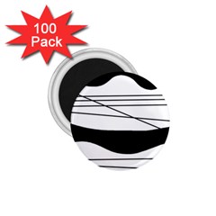 White and black waves 1.75  Magnets (100 pack) 