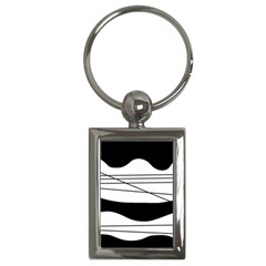 White and black waves Key Chains (Rectangle) 