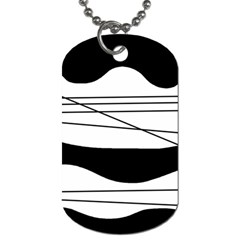 White And Black Waves Dog Tag (two Sides) by Valentinaart