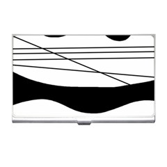 White and black waves Business Card Holders