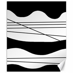 White and black waves Canvas 8  x 10 