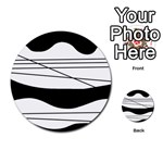 White and black waves Multi-purpose Cards (Round)  Front 14