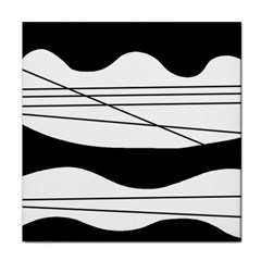 White and black waves Face Towel