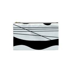 White and black waves Cosmetic Bag (Small) 