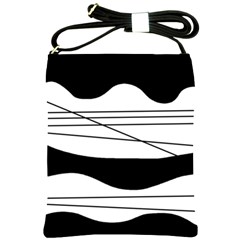 White and black waves Shoulder Sling Bags