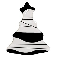 White and black waves Christmas Tree Ornament (2 Sides)