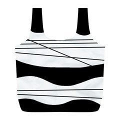 White and black waves Full Print Recycle Bags (L) 