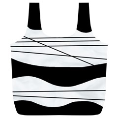 White and black waves Full Print Recycle Bags (L) 