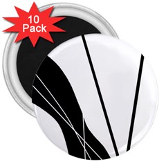 White And Black  3  Magnets (10 Pack)  by Valentinaart