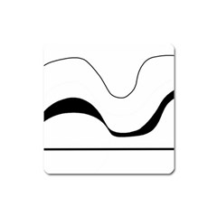 Waves - Black And White Square Magnet by Valentinaart
