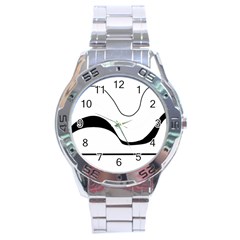 Waves - Black And White Stainless Steel Analogue Watch by Valentinaart