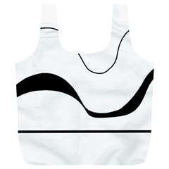 Waves - Black And White Full Print Recycle Bags (l)  by Valentinaart