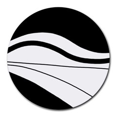 White And Black Harmony Round Mousepads by Valentinaart