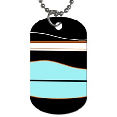 Cyan, Black And White Waves Dog Tag (two Sides) by Valentinaart