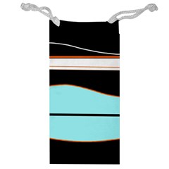 Cyan, Black And White Waves Jewelry Bags