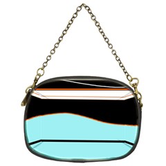 Cyan, Black And White Waves Chain Purses (two Sides)  by Valentinaart