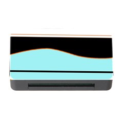 Cyan, Black And White Waves Memory Card Reader With Cf by Valentinaart