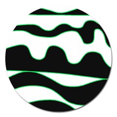 Green, White And Black Magnet 5  (round)