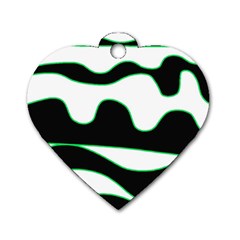 Green, White And Black Dog Tag Heart (two Sides) by Valentinaart