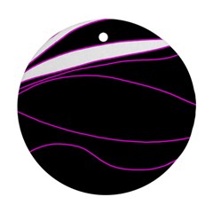 Purple, White And Black Lines Round Ornament (two Sides)  by Valentinaart