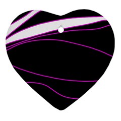 Purple, White And Black Lines Heart Ornament (2 Sides) by Valentinaart