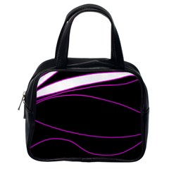 Purple, White And Black Lines Classic Handbags (one Side) by Valentinaart