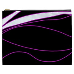 Purple, White And Black Lines Cosmetic Bag (xxxl)  by Valentinaart