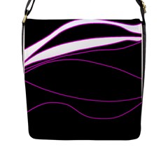 Purple, White And Black Lines Flap Messenger Bag (l)  by Valentinaart