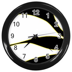 Yellow, Black And White Wall Clocks (black) by Valentinaart