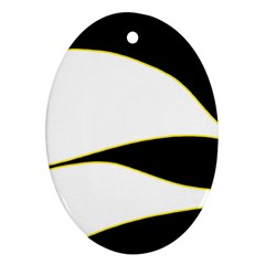 Yellow, Black And White Oval Ornament (two Sides)