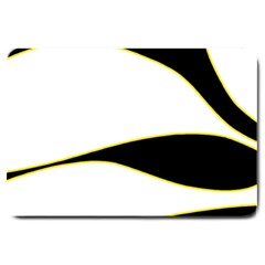 Yellow, Black And White Large Doormat  by Valentinaart