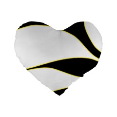 Yellow, Black And White Standard 16  Premium Flano Heart Shape Cushions by Valentinaart