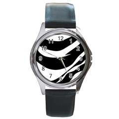 White Or Black Round Metal Watch by Valentinaart