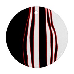 White, Red And Black Lines Ornament (round)  by Valentinaart