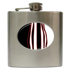 White, Red And Black Lines Hip Flask (6 Oz) by Valentinaart