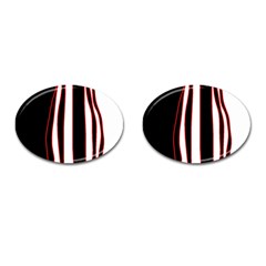 White, Red And Black Lines Cufflinks (oval)