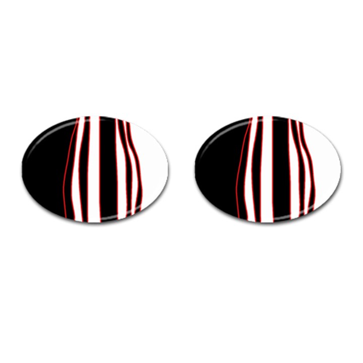 White, red and black lines Cufflinks (Oval)