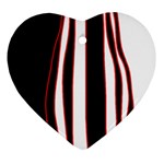 White, red and black lines Heart Ornament (2 Sides) Back