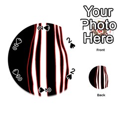White, Red And Black Lines Playing Cards 54 (round)  by Valentinaart
