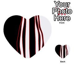 White, Red And Black Lines Multi-purpose Cards (heart)  by Valentinaart