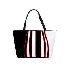 White, Red And Black Lines Shoulder Handbags by Valentinaart