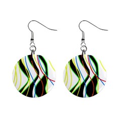 Colorful Lines - Abstract Art Mini Button Earrings by Valentinaart