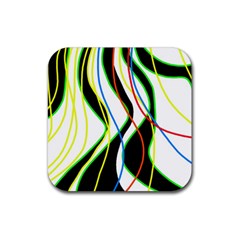 Colorful Lines - Abstract Art Rubber Coaster (square)  by Valentinaart